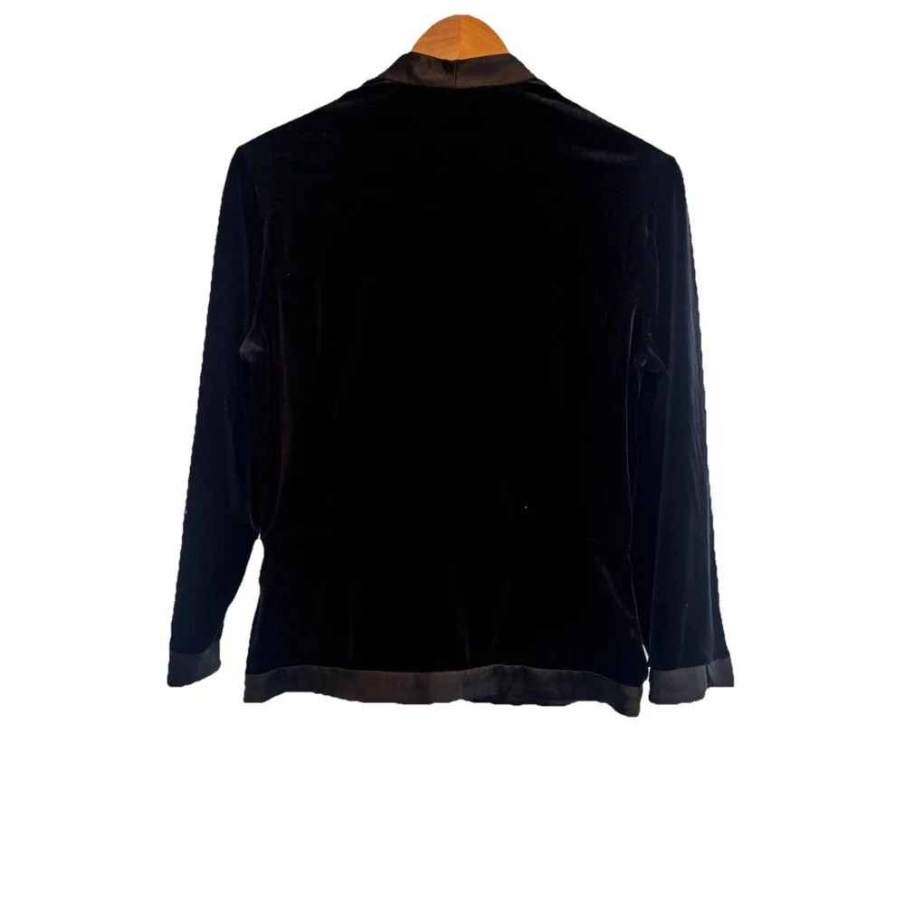 Ronnie Nicole‎ Med Velvet Black Jacket Satin Bow Snap Front Party Sp Occasion